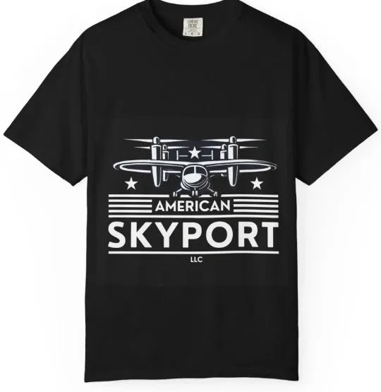 American Skyport tee with the aircraft logo